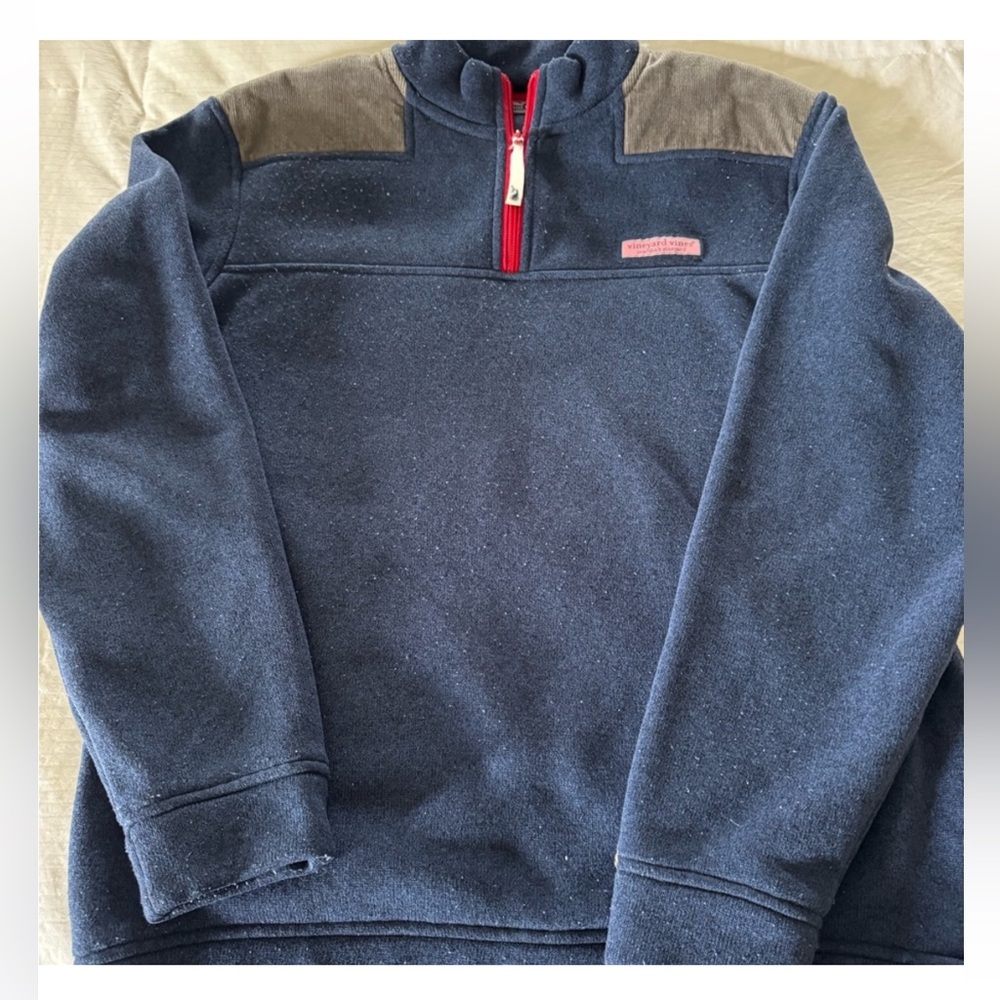 Vineyard Vines Blue and Gray Zip Up Sweater